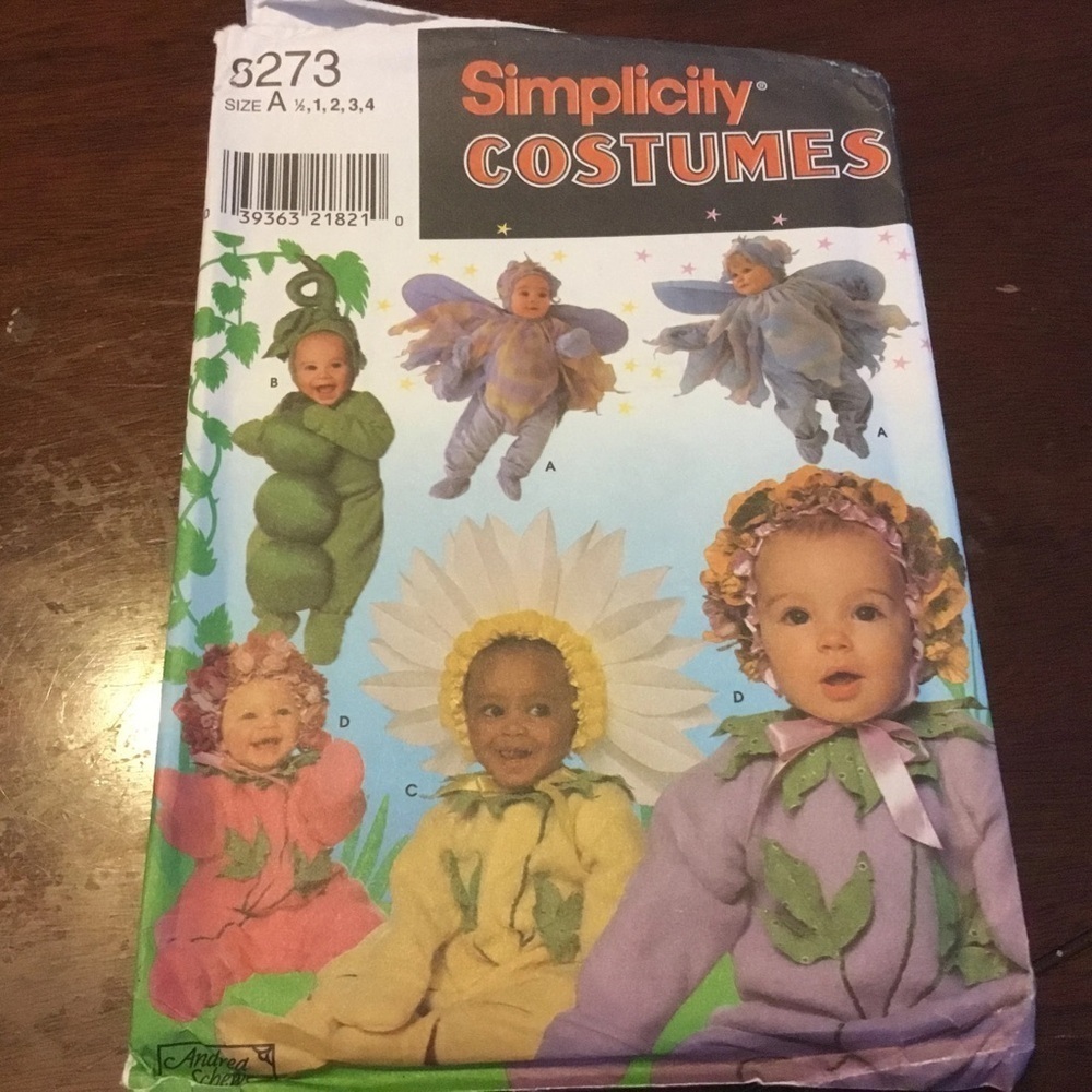 Vintage simplicity pattern 5882- 1/2-1-2-3-4-fairy-peas in a pod-flower